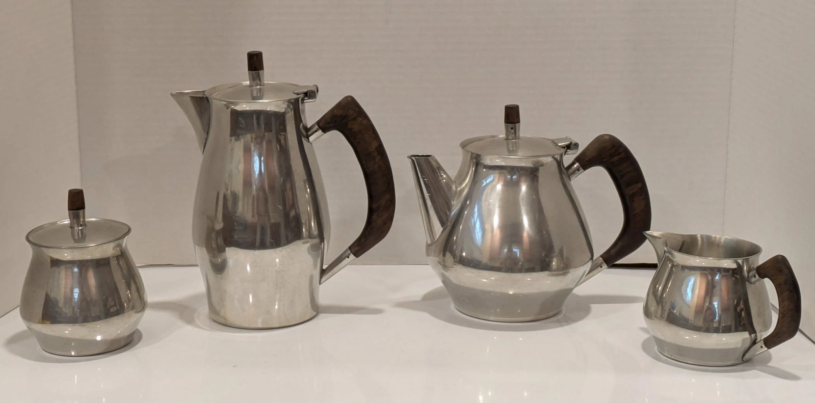 1950s Fred Dodson Pewter Coffee and Tea Service Mid Century Craft- 4 Pieces - 4