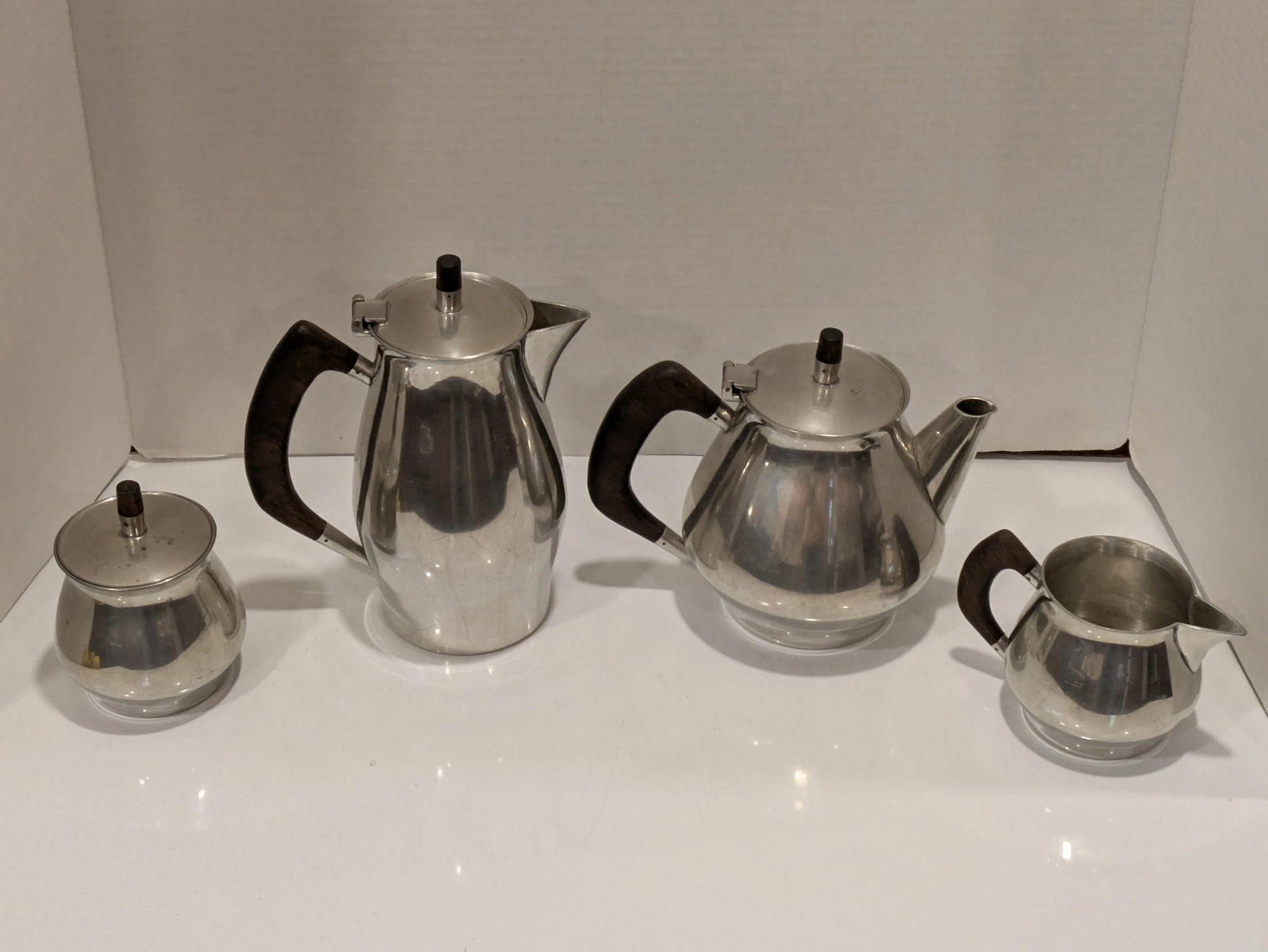 1950s Fred Dodson Pewter Coffee and Tea Service Mid Century Craft- 4 Pieces - 8