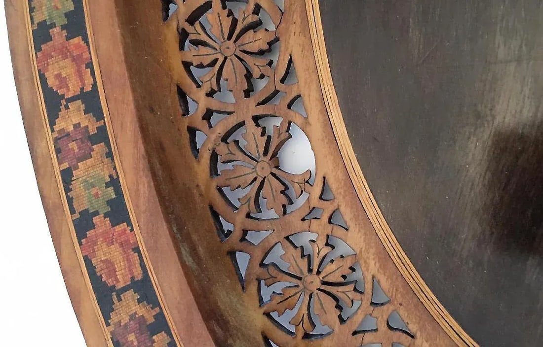 Italian Marquetry Incised Wood Horse & Carriage With People Tray - 3