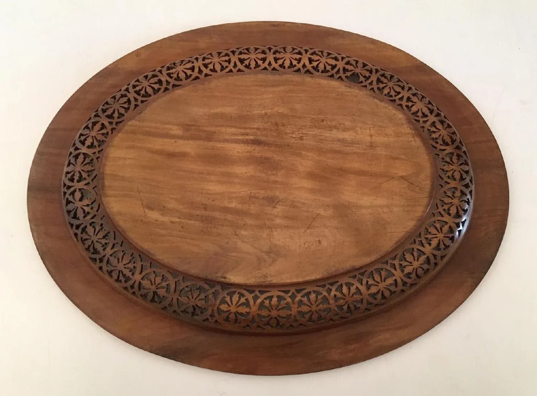 Italian Marquetry Incised Wood Horse & Carriage With People Tray - 5