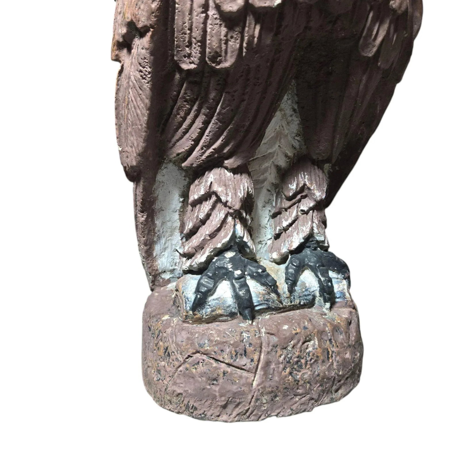 Vintage Owl Cement Sculpture Rustic Concrete Garden Statue - 5