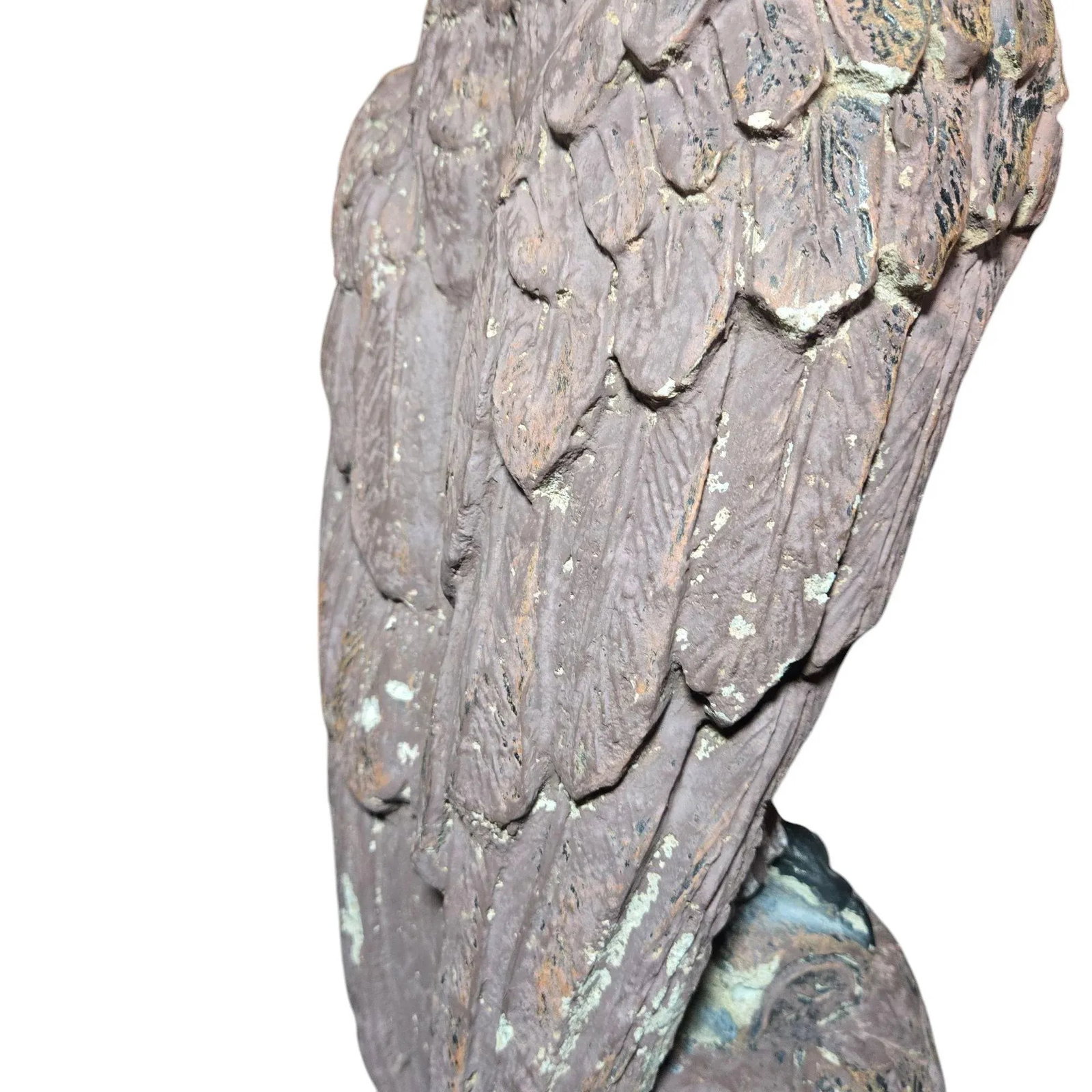 Vintage Owl Cement Sculpture Rustic Concrete Garden Statue - 6