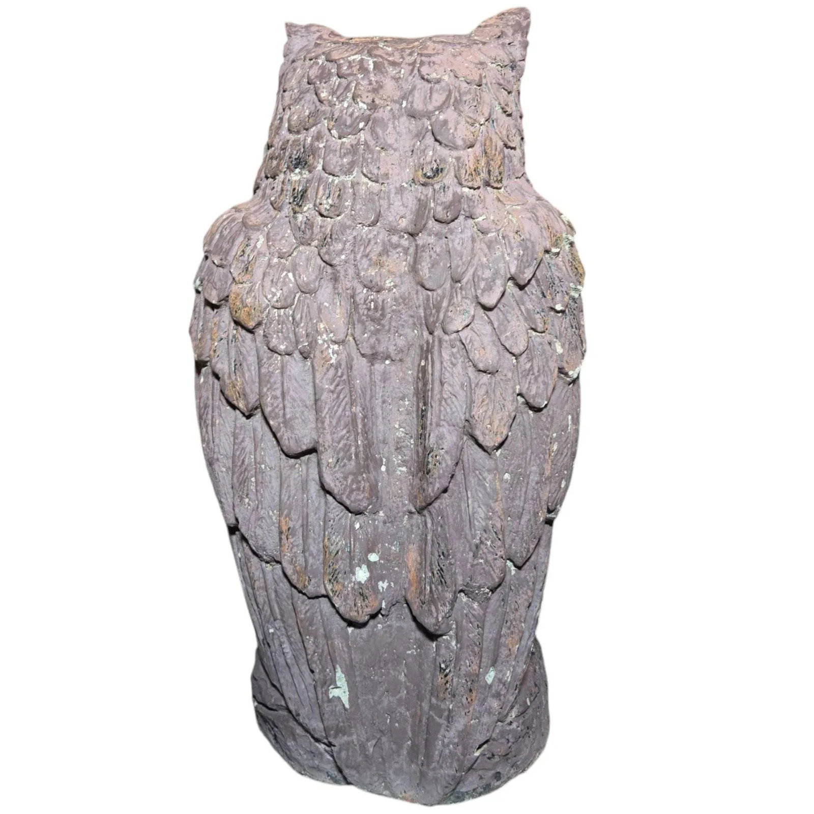 Vintage Owl Cement Sculpture Rustic Concrete Garden Statue - 7