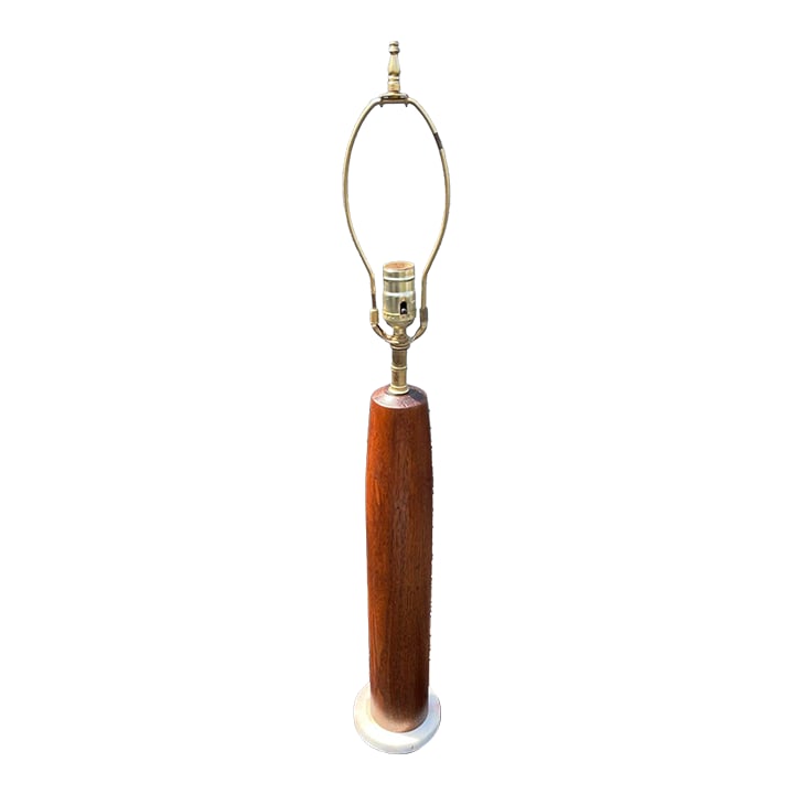 Danish Mid-Century Teak Table Lamp: This stunning Danish mid-century teak and brass table lamp with harp and a marble base from the 1960s-1970s showcases a perfect blend of vintage charm and modern functionality. Fully rewired and polis