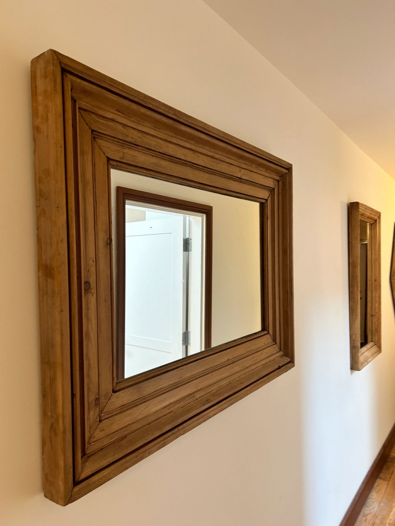 Handmade Beveled Yellow Pine Framed Mirror - 2