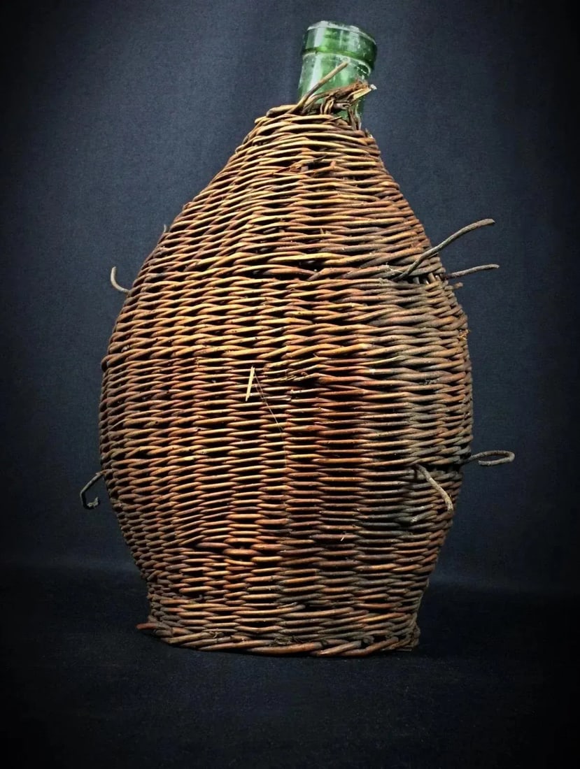 Vintage 20th-Century Demijohn Bottle With Wicker Cover - No Cork - 2