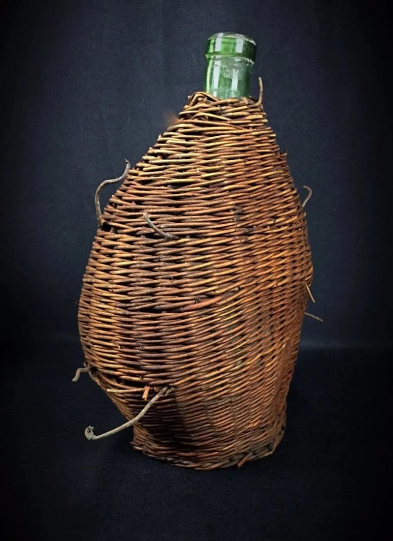 Vintage 20th-Century Demijohn Bottle With Wicker Cover - No Cork - 4
