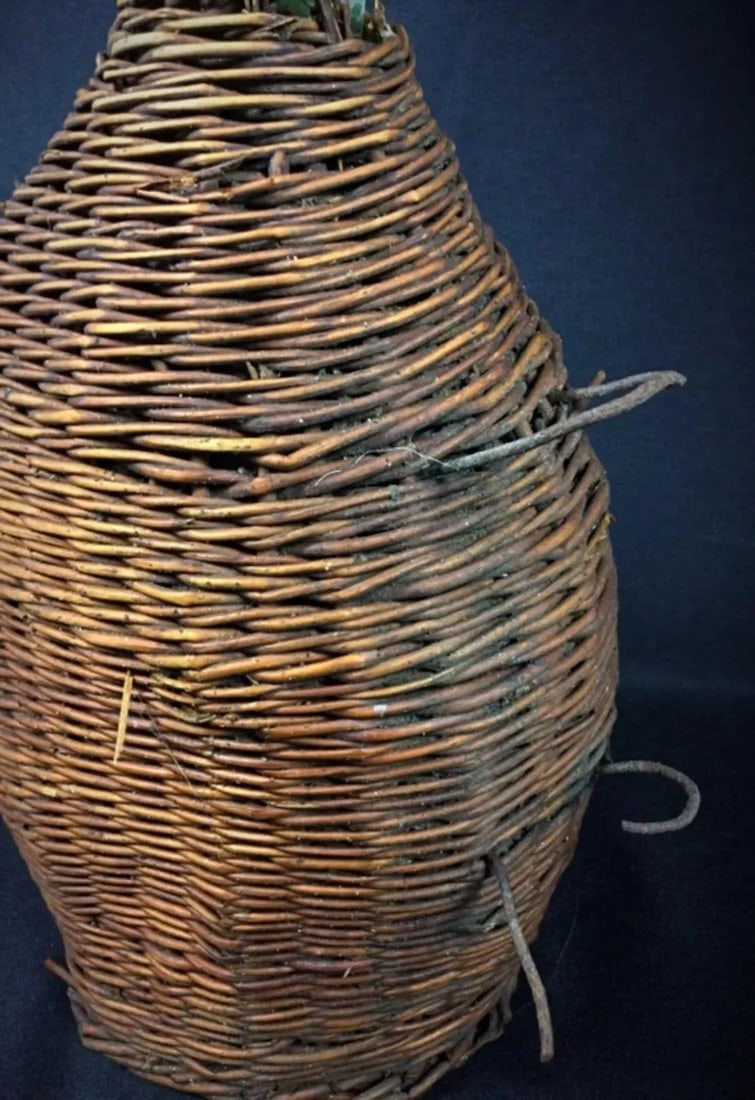 Vintage 20th-Century Demijohn Bottle With Wicker Cover - No Cork - 6