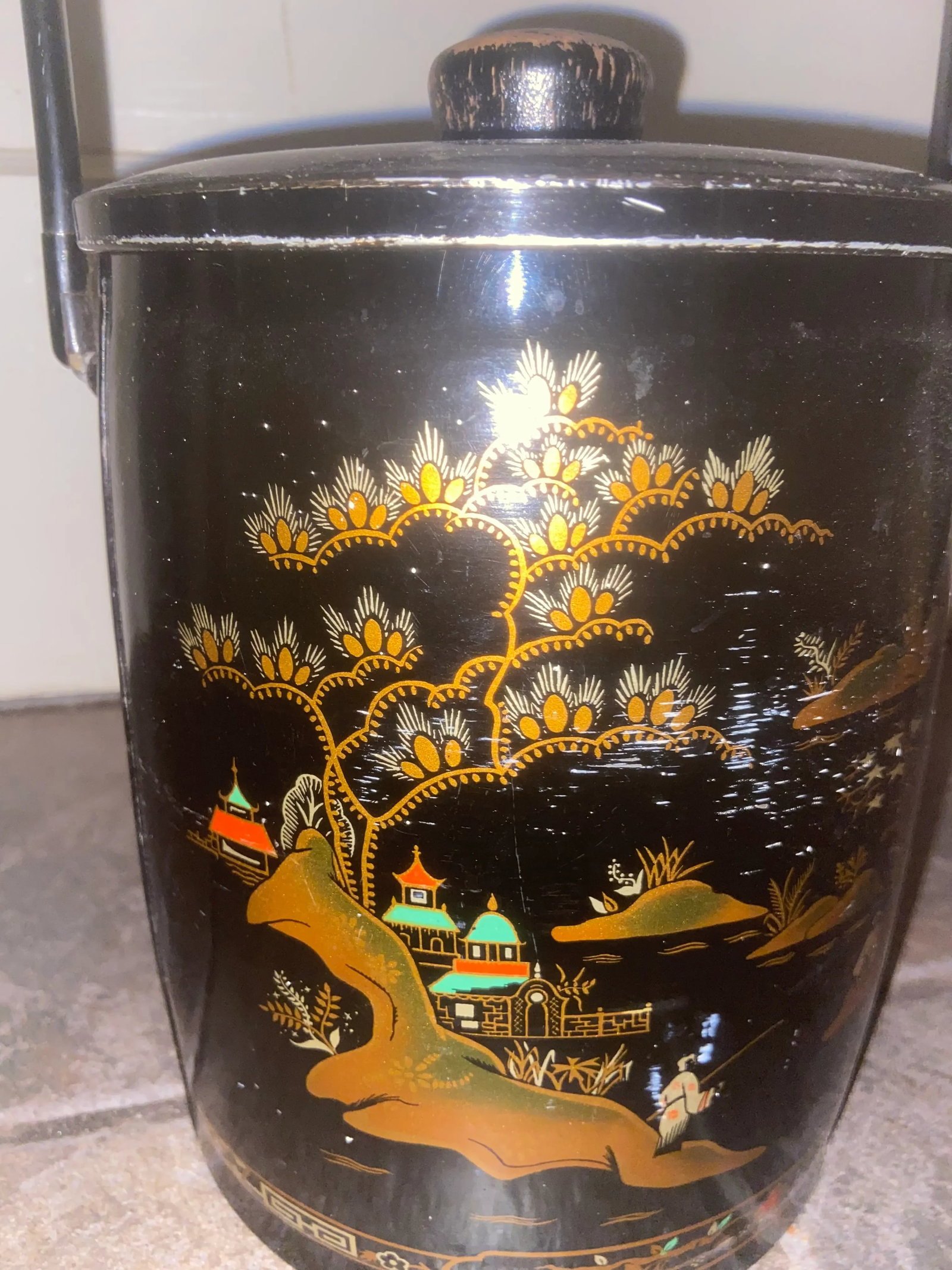 Vintage Chinoiserie Ice Bucket by Baret & Co. From England - 11