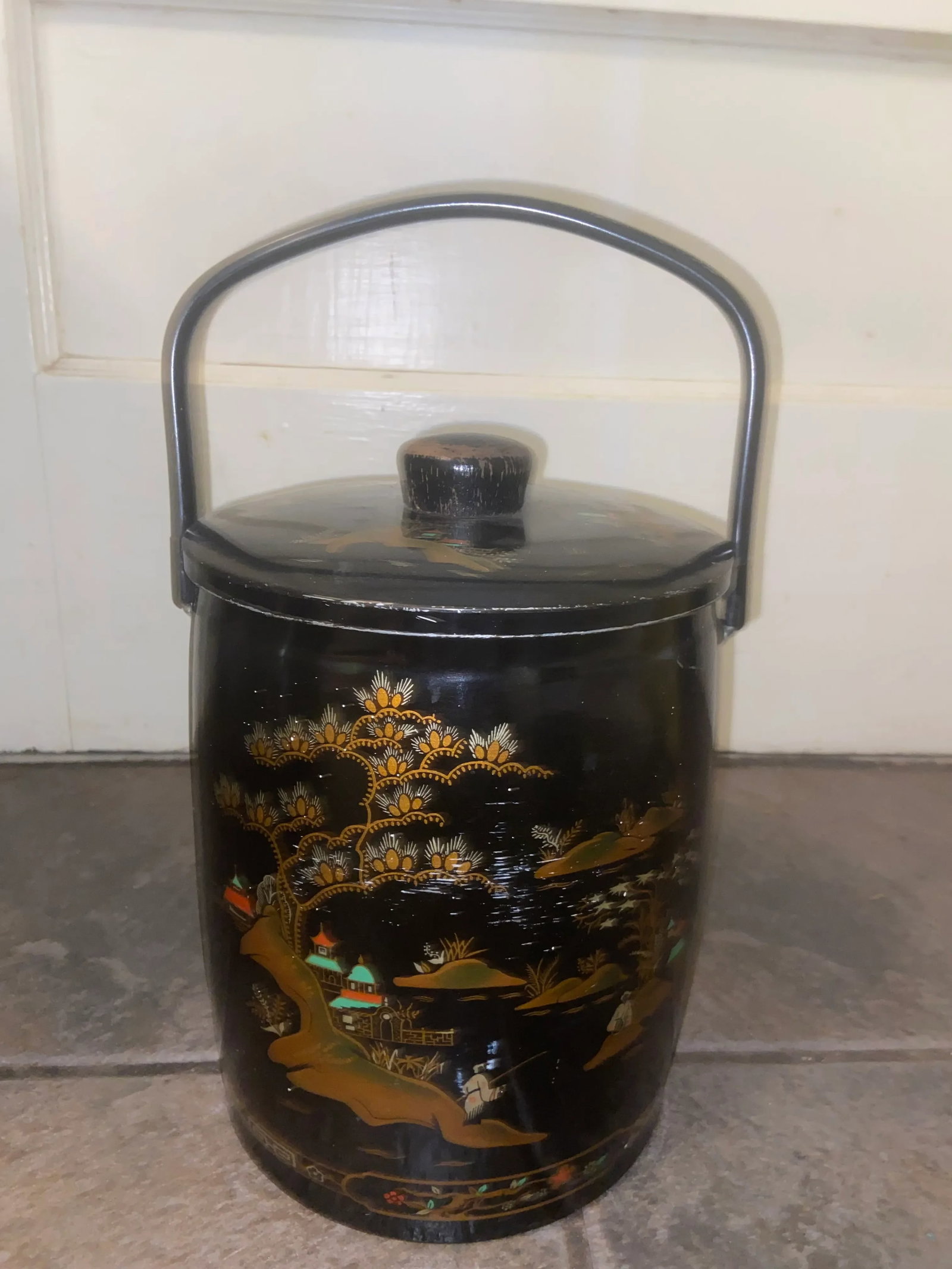 Vintage Chinoiserie Ice Bucket by Baret & Co. From England - 3