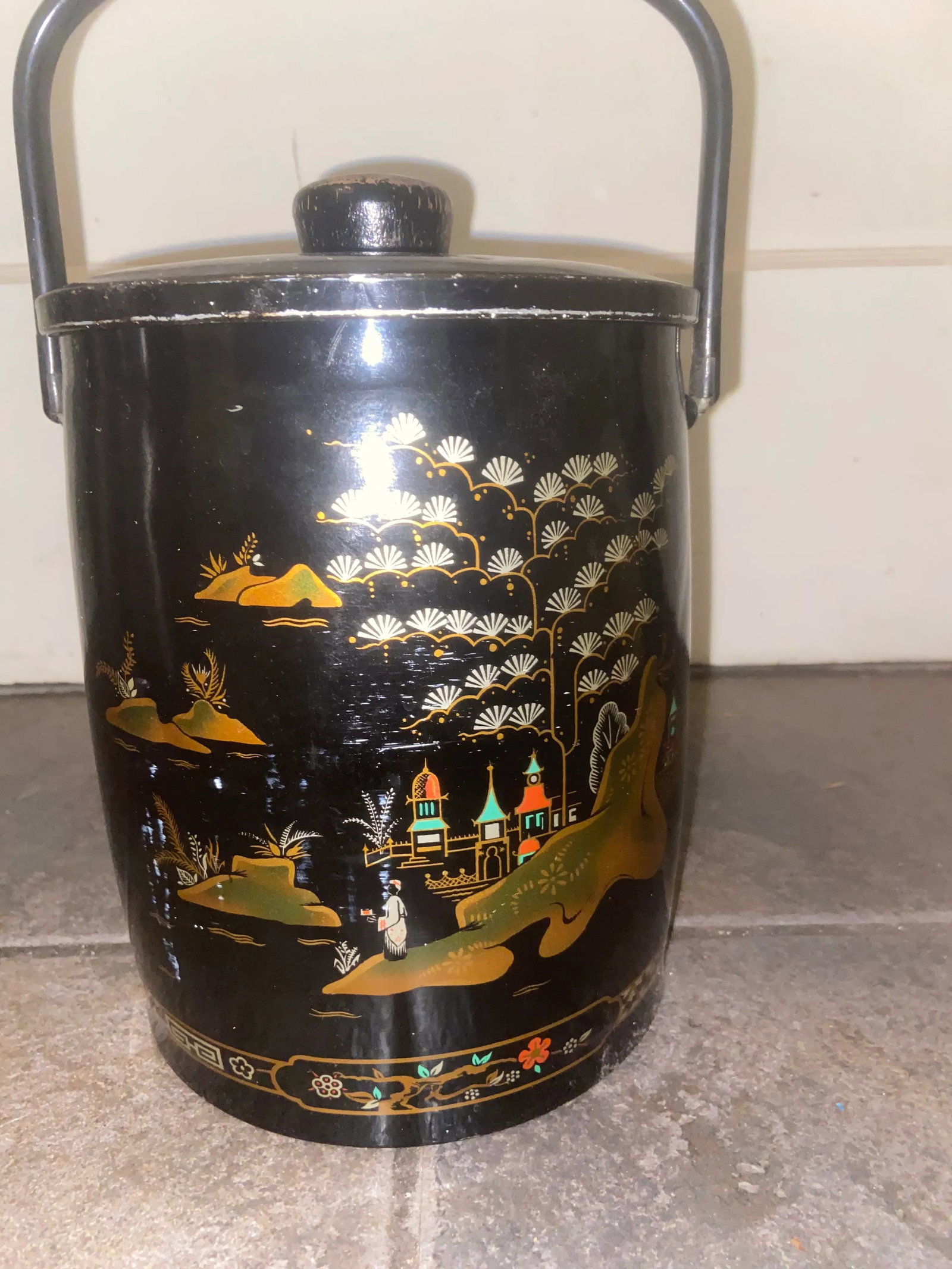 Vintage Chinoiserie Ice Bucket by Baret & Co. From England - 5