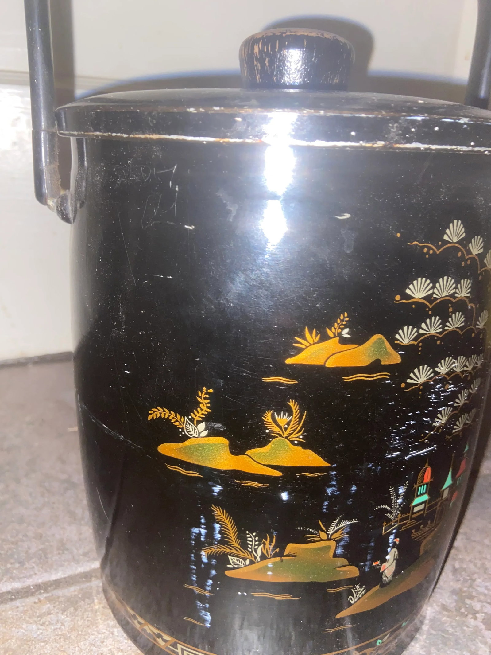 Vintage Chinoiserie Ice Bucket by Baret & Co. From England - 6