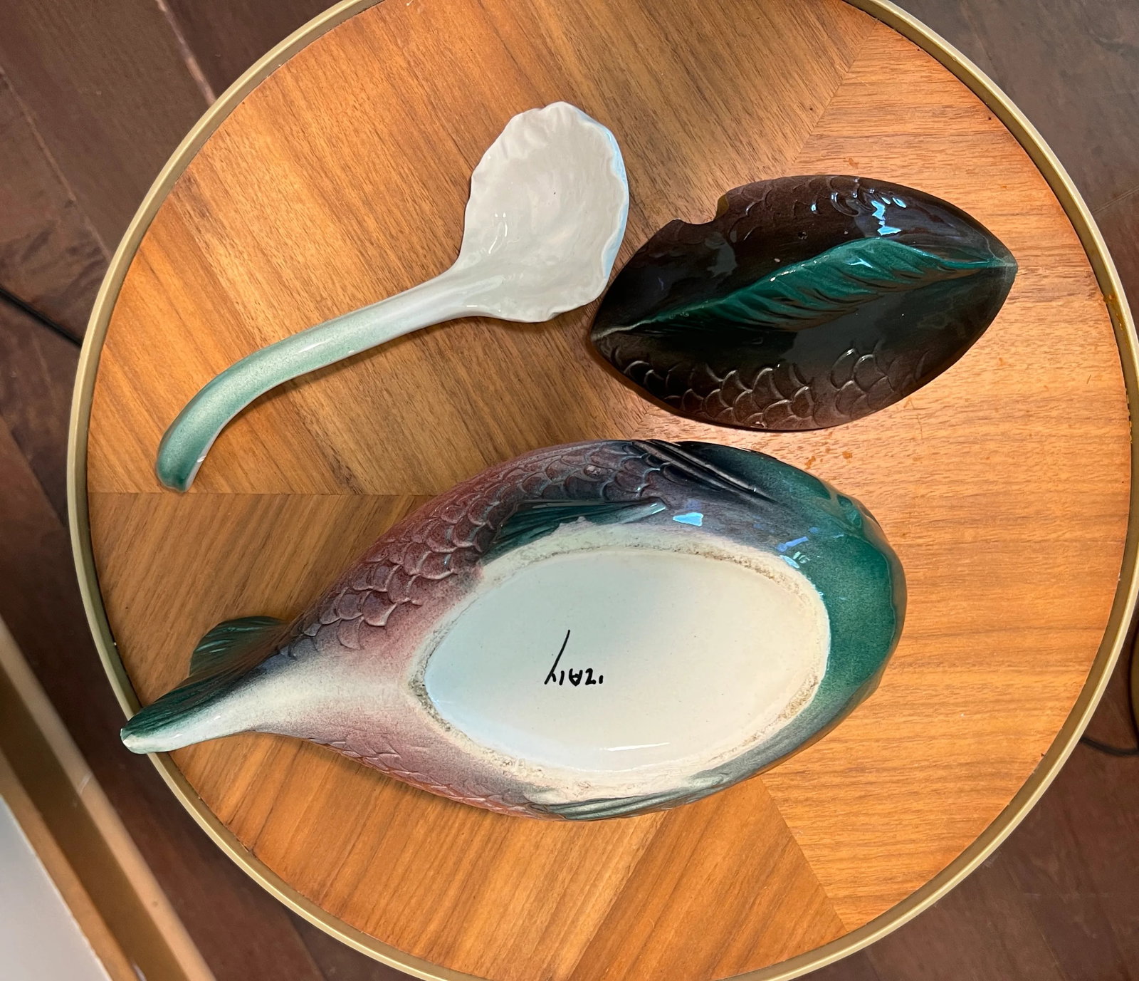 Vintage Italian Ceramic Fish Tureen Serving Dish & Ladle - 7