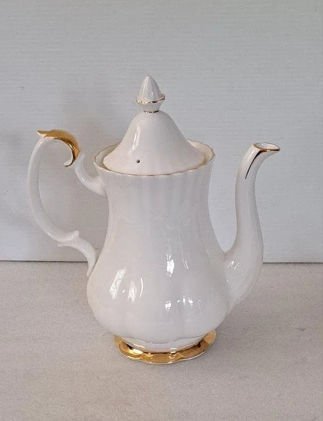 Vintage Royal Albert Val d'Or Bone China Tea Set Teapot Sugar/ Creamer Gold Trim- 3 Pieces - 3