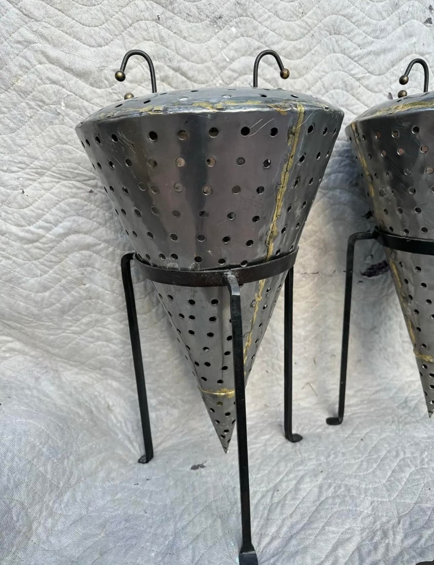 Vintage Industrial Candle Holders and Stands - a Pair - 2