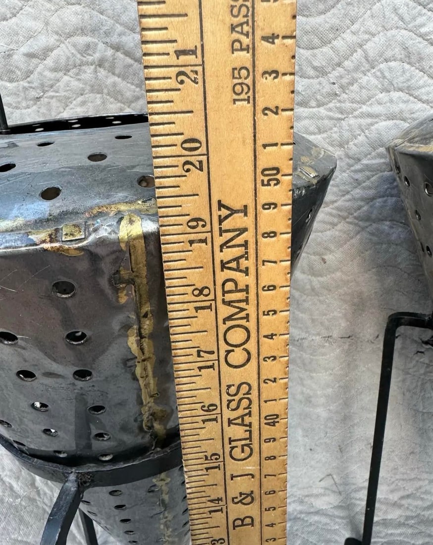 Vintage Industrial Candle Holders and Stands - a Pair - 3
