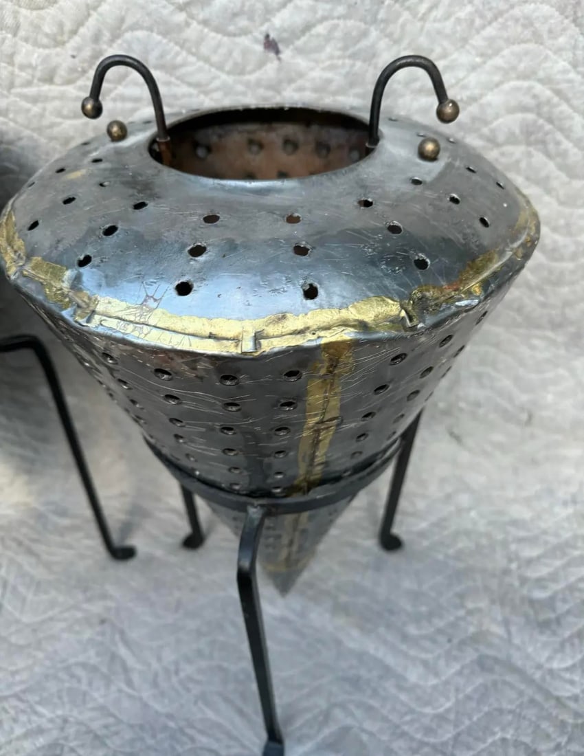 Vintage Industrial Candle Holders and Stands - a Pair - 4