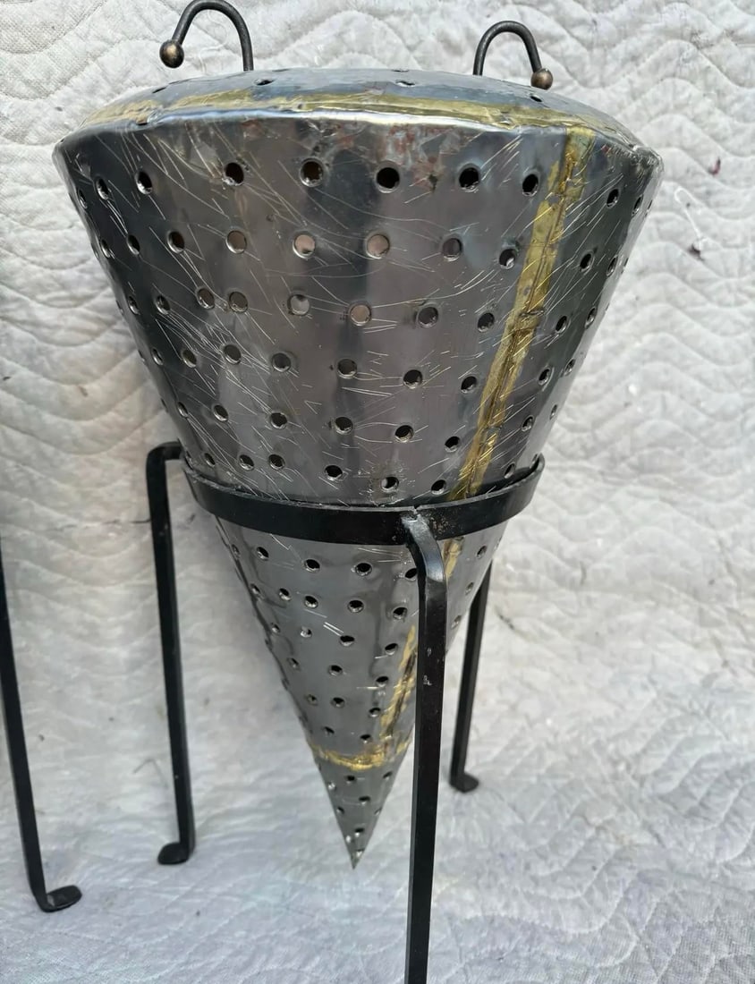 Vintage Industrial Candle Holders and Stands - a Pair - 5