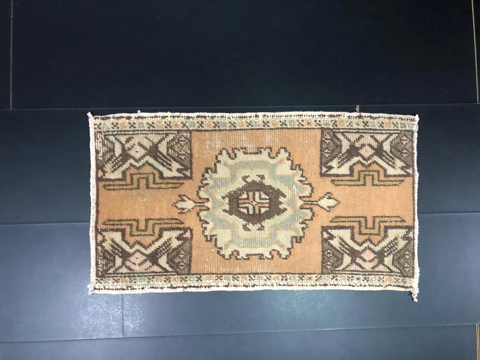 Vintage Aztec Turkish Handmade Wool Small Rug Rug - 2