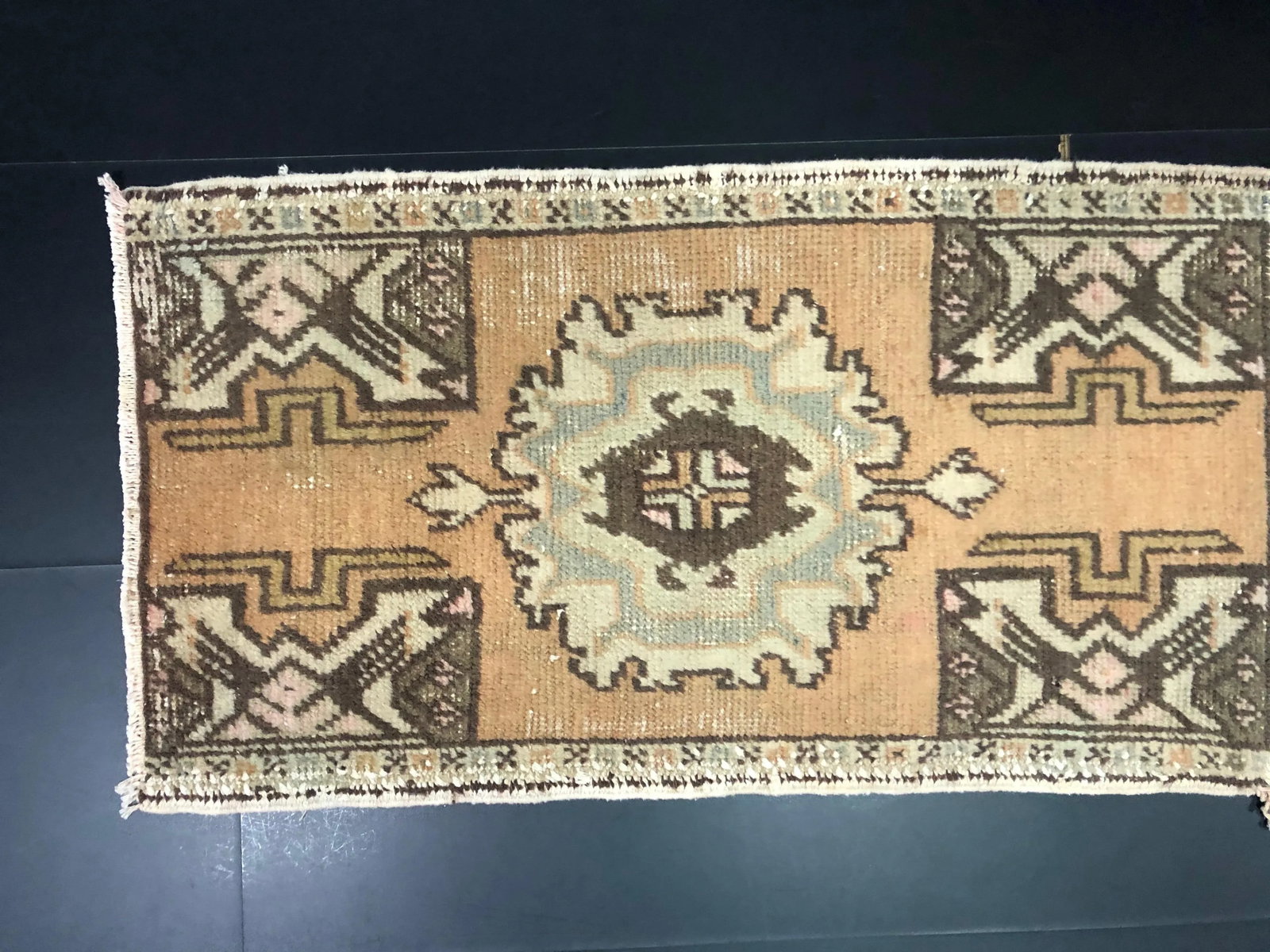 Vintage Aztec Turkish Handmade Wool Small Rug Rug - 3
