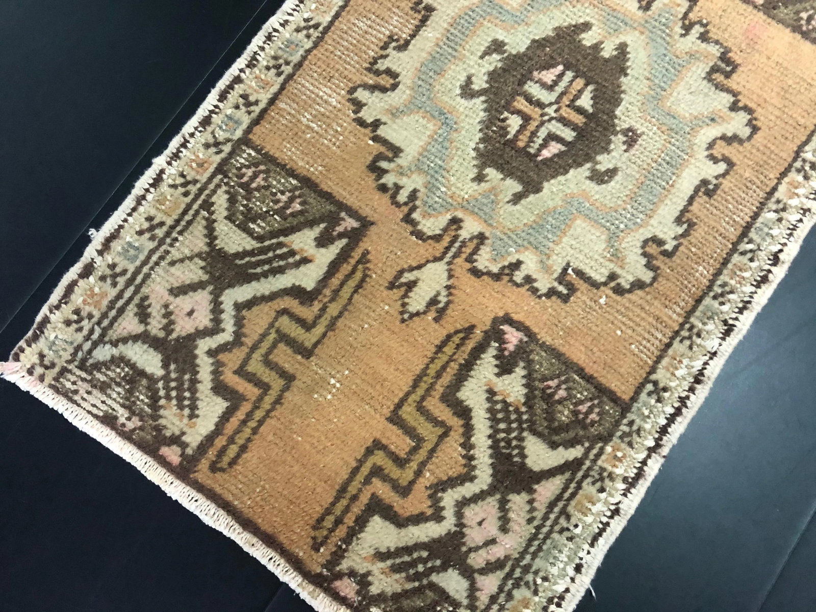 Vintage Aztec Turkish Handmade Wool Small Rug Rug - 4