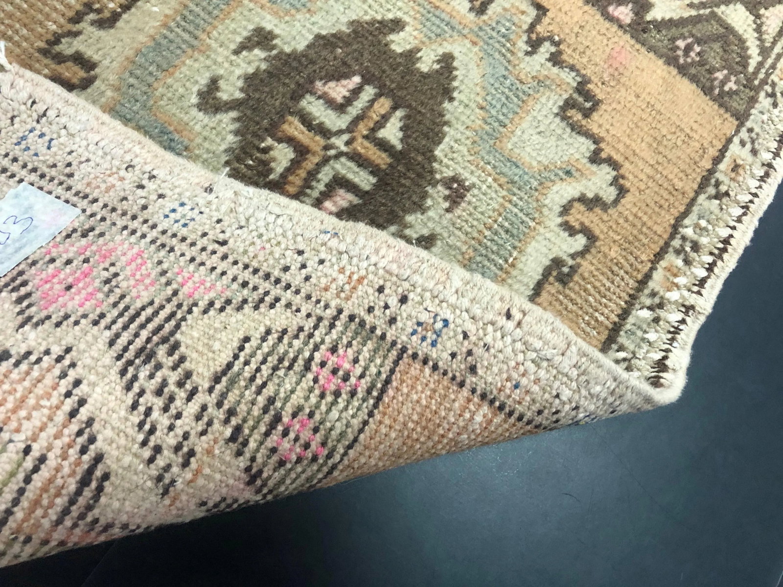 Vintage Aztec Turkish Handmade Wool Small Rug Rug - 5