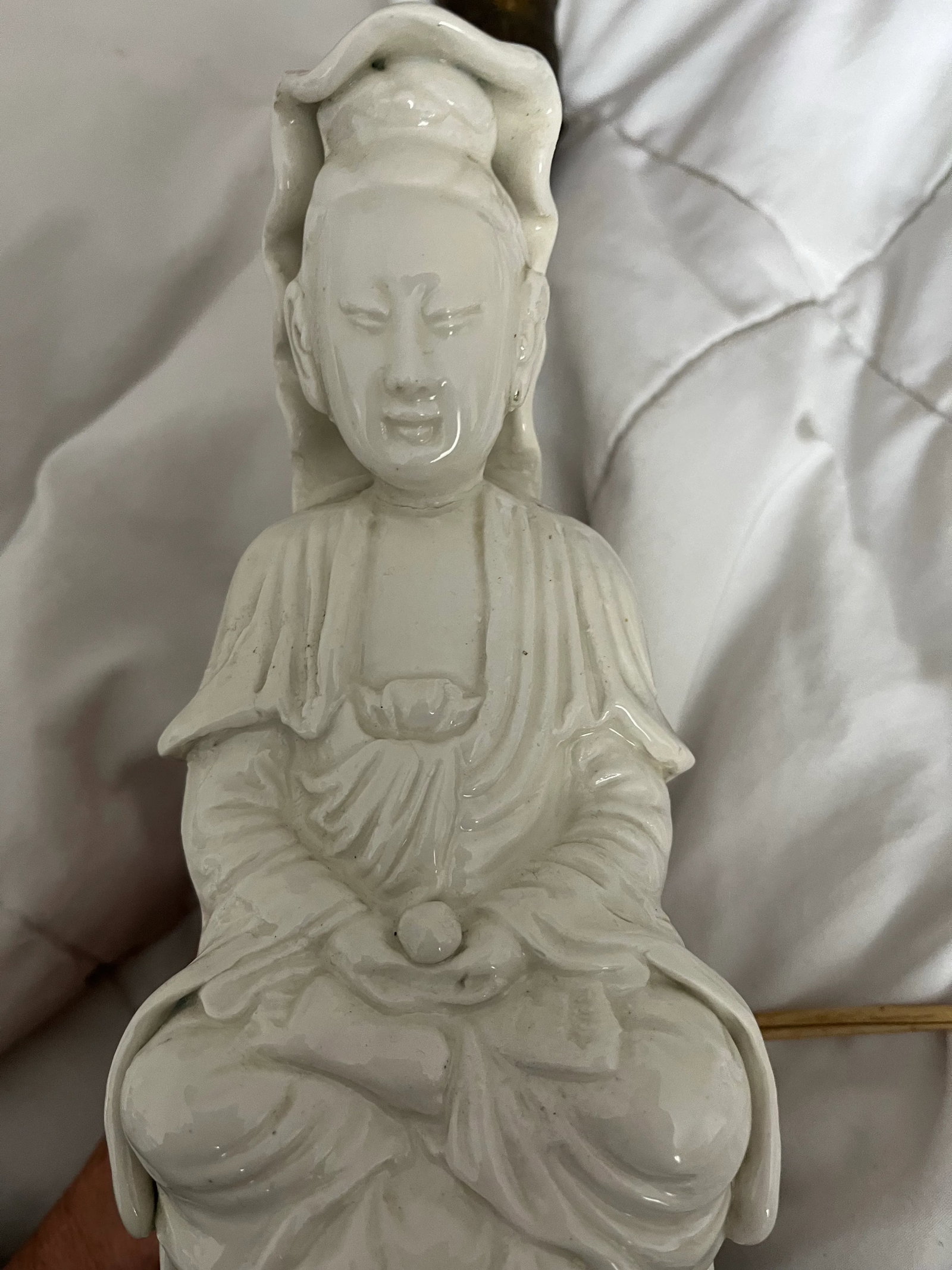 Vintage Chinese Blanc De Chine Guanyin Kwanyin Porcelain Figure Statue Lamp - 12