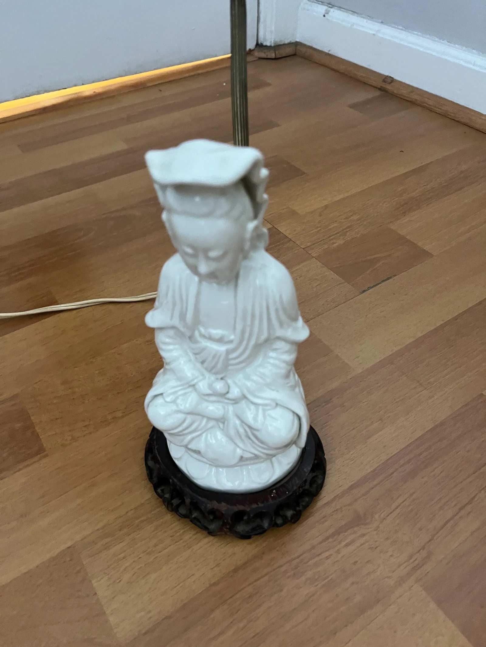 Vintage Chinese Blanc De Chine Guanyin Kwanyin Porcelain Figure Statue Lamp - 4