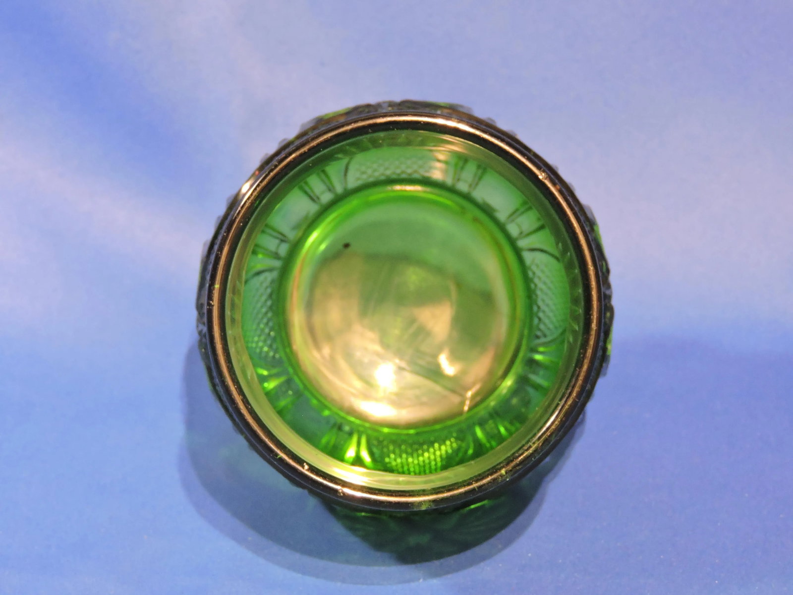Circa 1890 McKee Glass Co. Hickman Green Gilded Sugar Bowl With Lid - 9