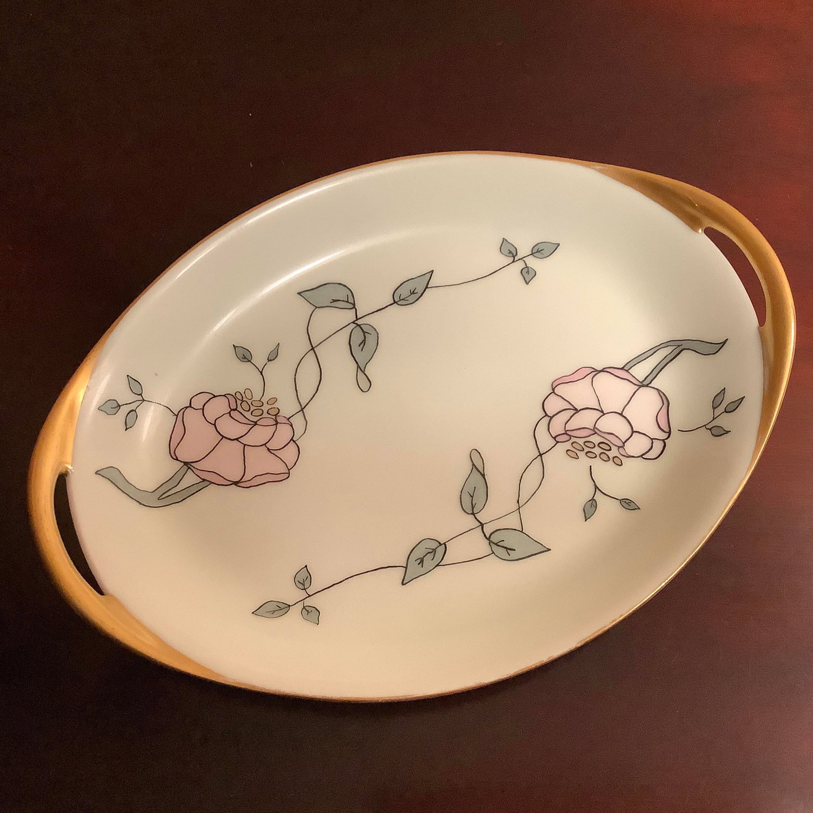 Haviland Limoges Art Deco Porcelain Tray, Handpainted - 3