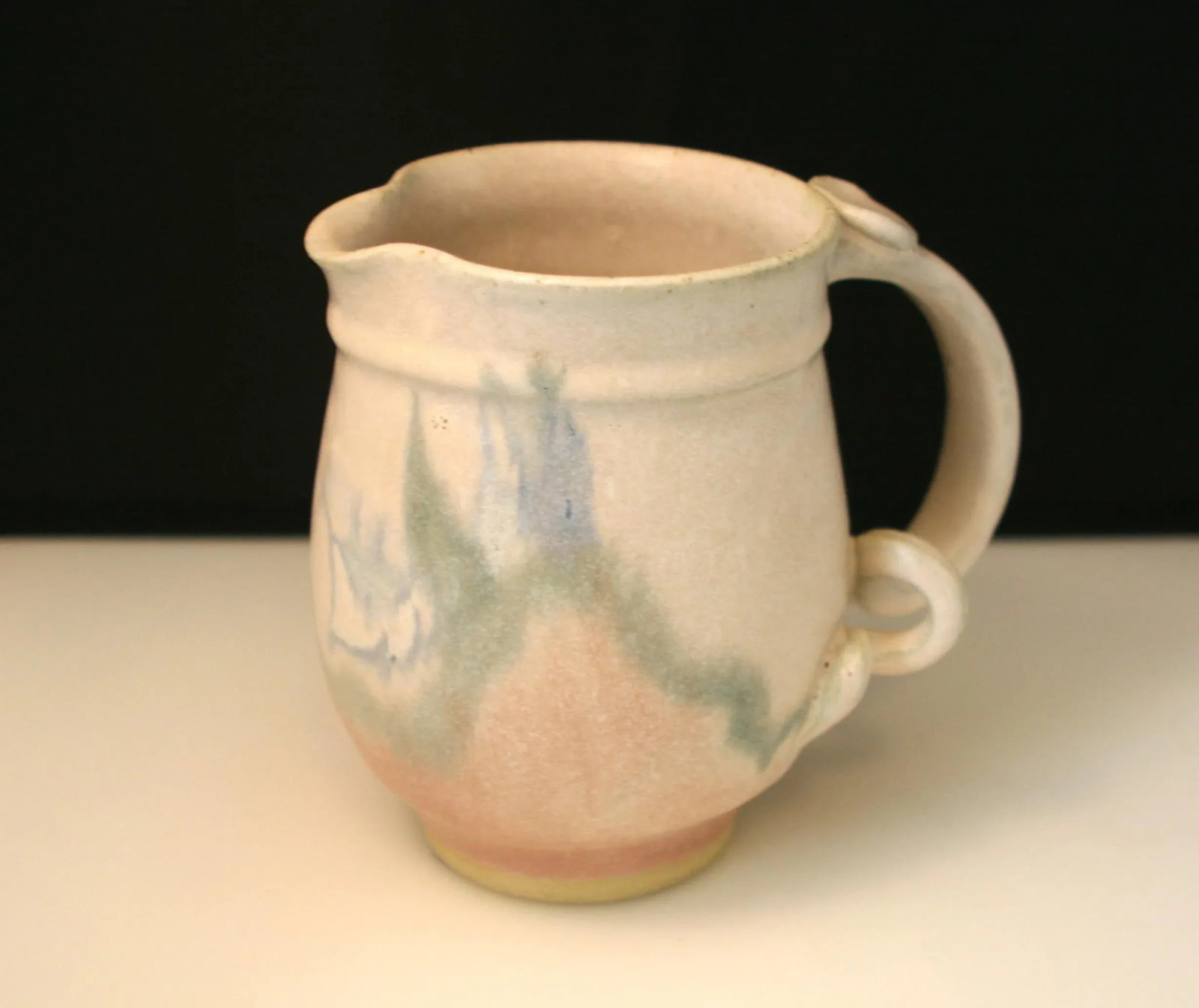 Vintage Jess Lord Studio Pottery Hand Thrown Pastel Abstract Design Pitcher - 2