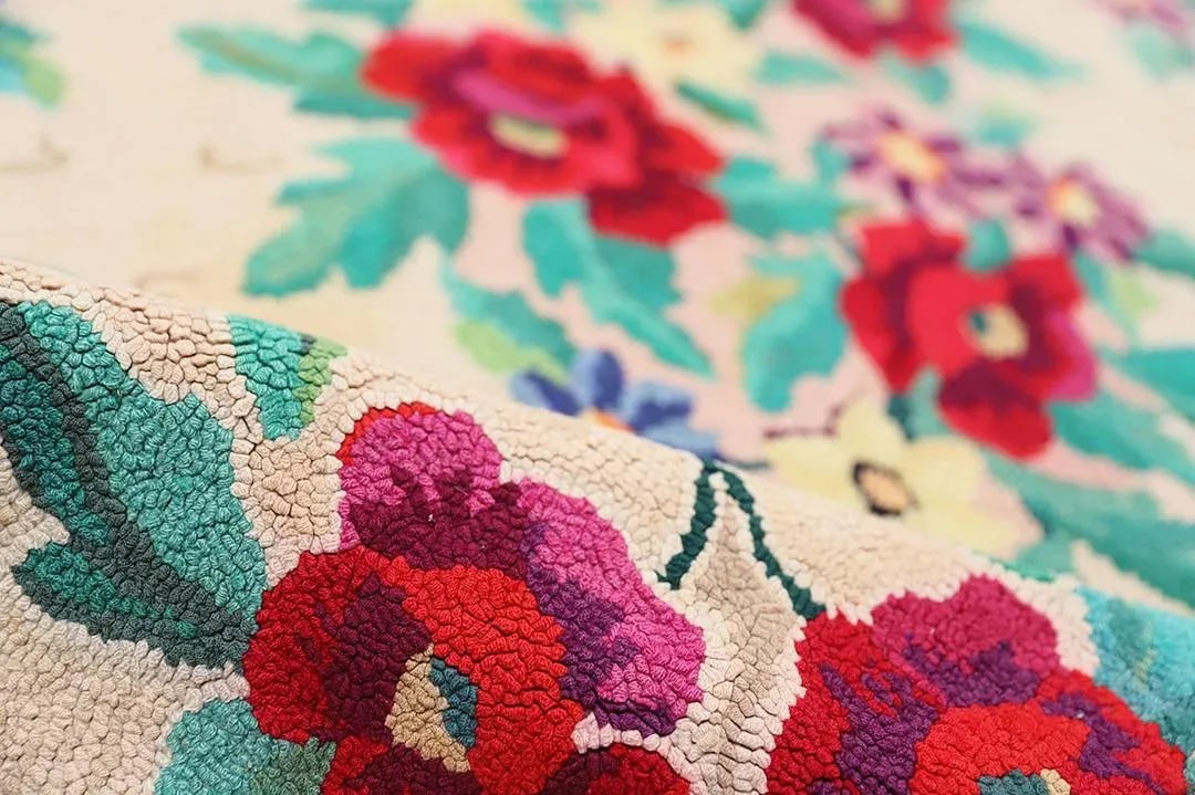 4'x6' Vintage American Hooked Rug | Antique American Floral Area Rug - 7