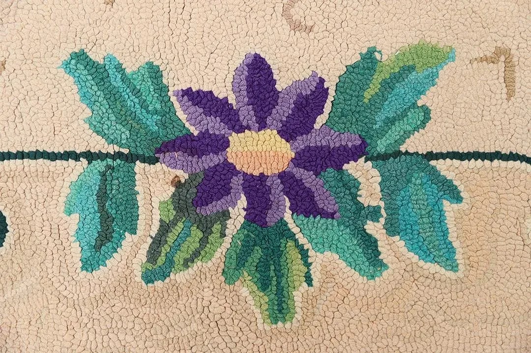 4'x6' Vintage American Hooked Rug | Antique American Floral Area Rug - 8