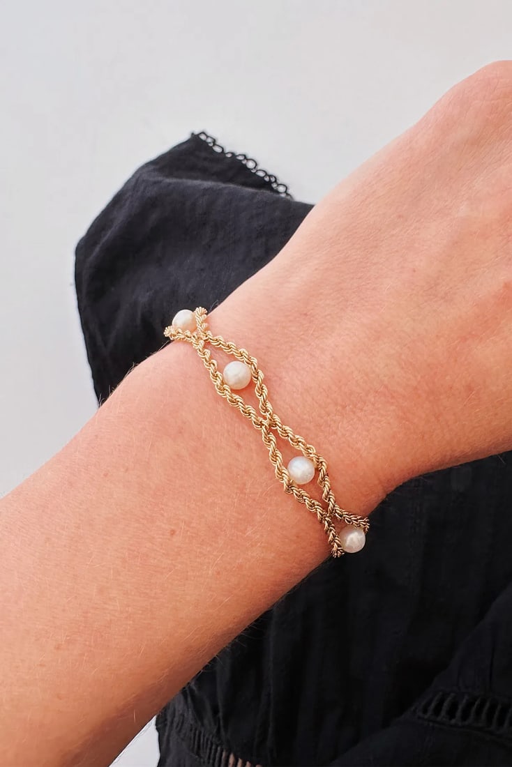 Vintage 10kt Gold & Pearl Bracelet - 2