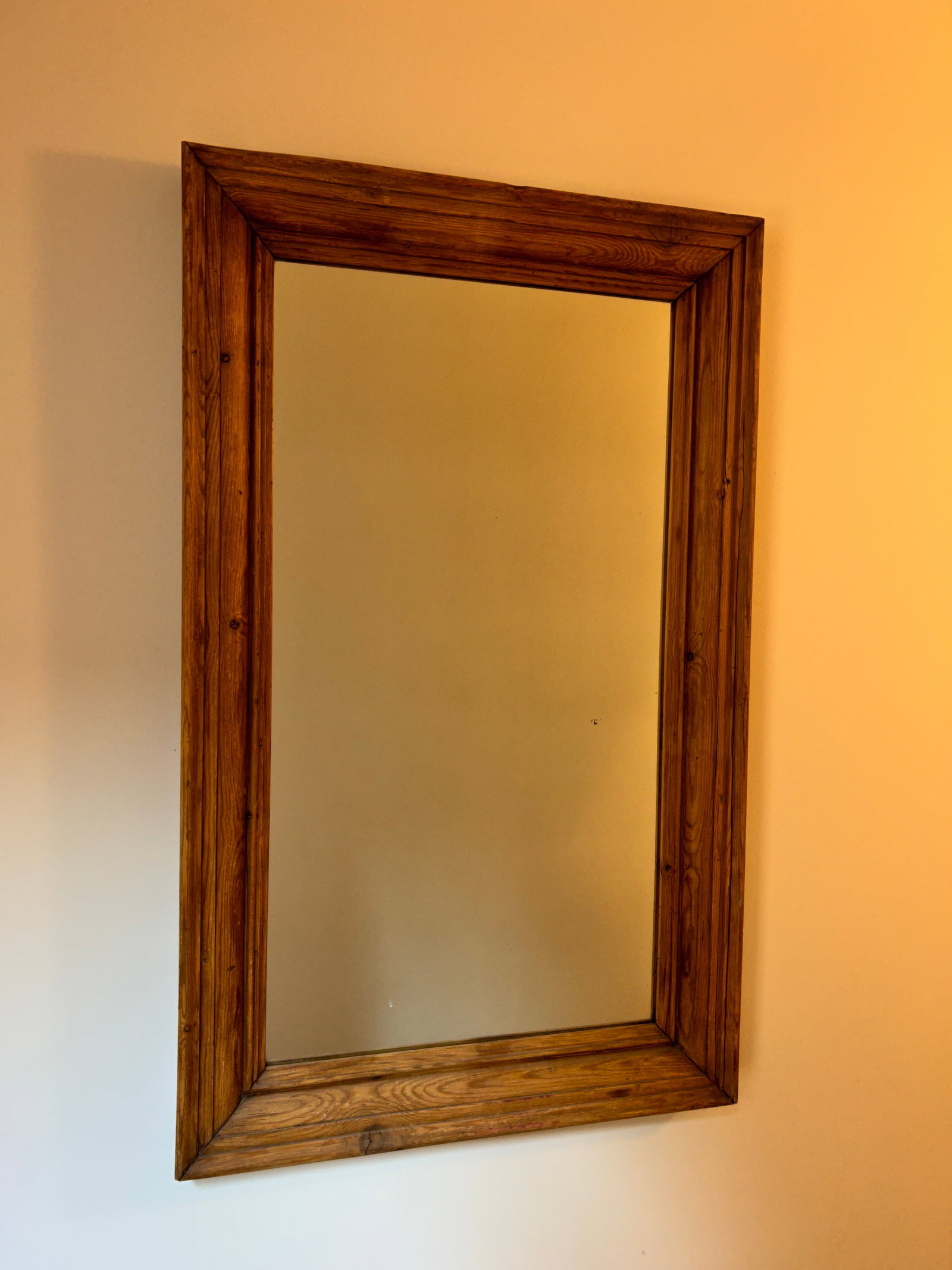 Handmade Beveled Yellow Pine Framed Wall Mirror - 3