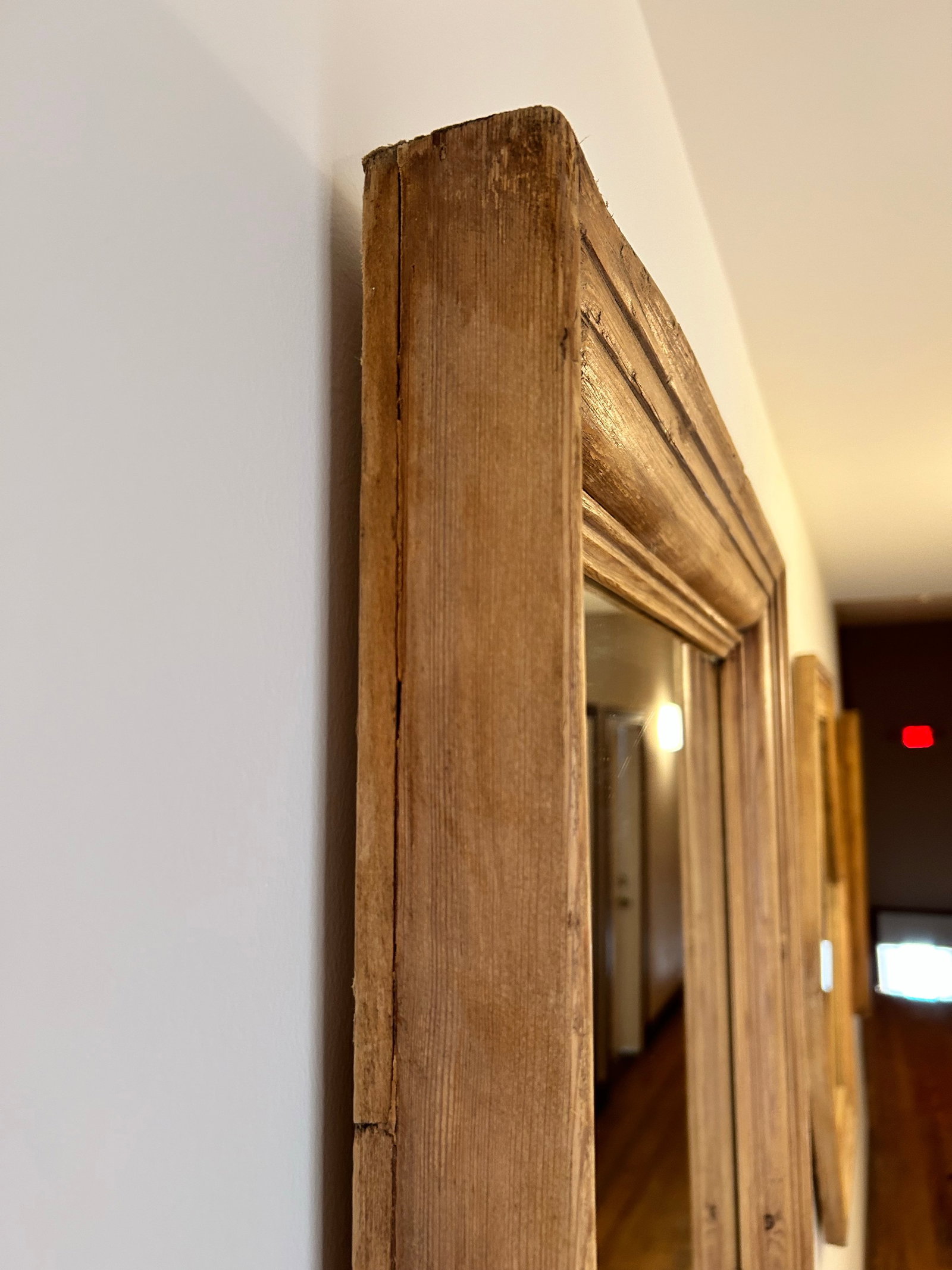 Handmade Beveled Yellow Pine Framed Wall Mirror - 4