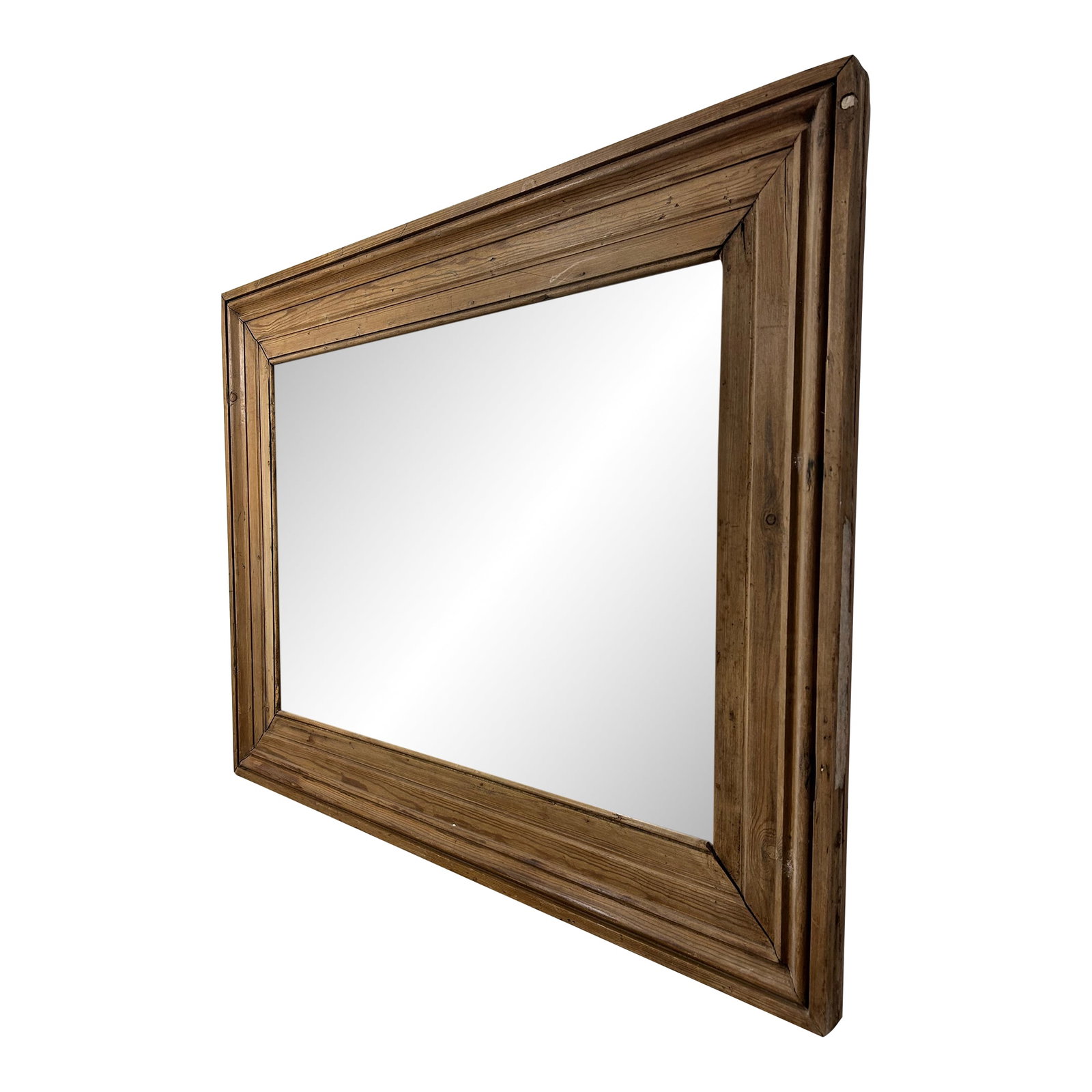 Handmade Beveled Yellow Pine Framed Mirror: A stunning blend of rustic charm and vintage craftsmanship, this handmade yellow pine from reclaimed wood framed mirror adds warmth and character to any space. Measuring approximately 32" x 41.5", it