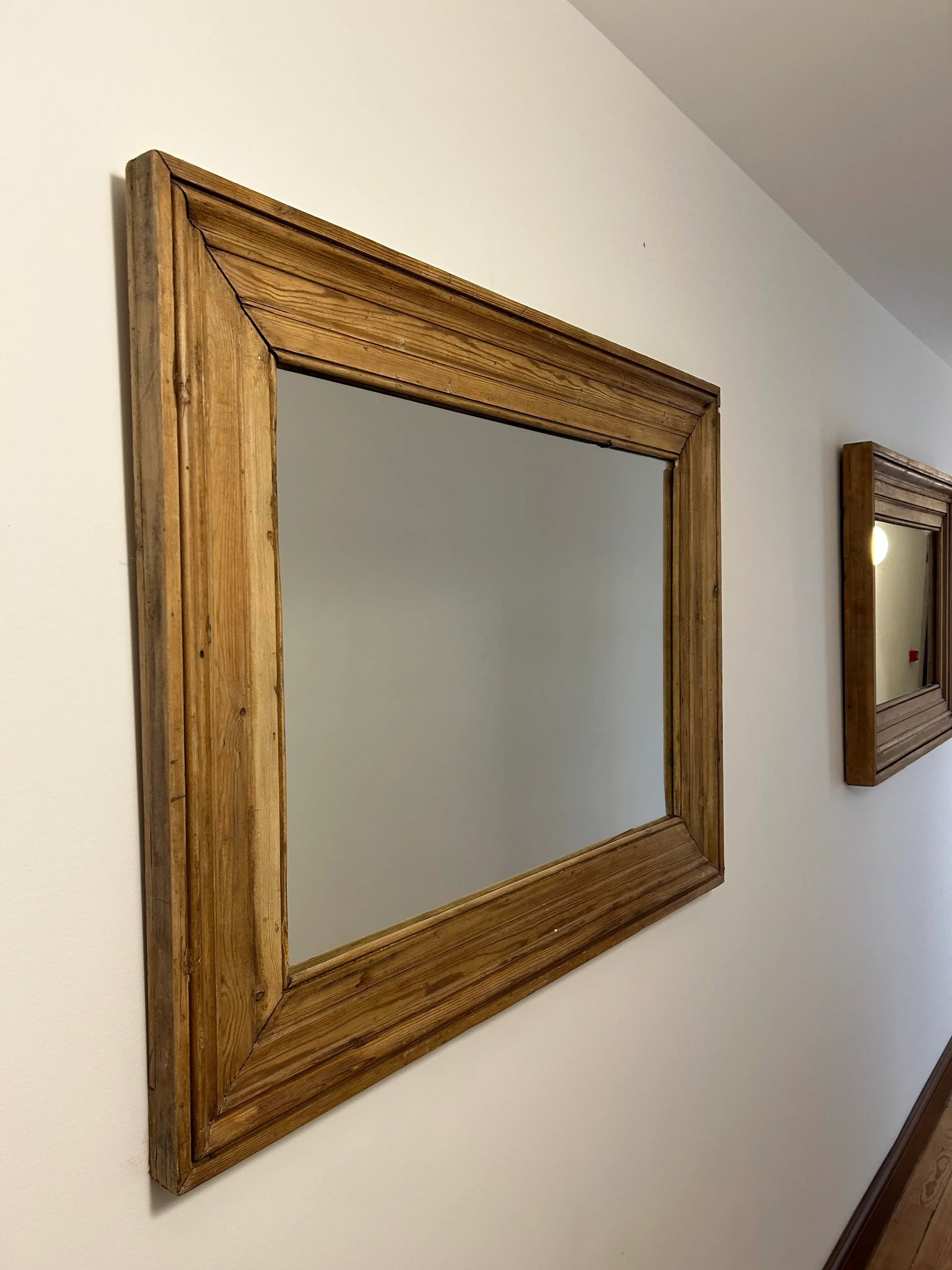 Handmade Beveled Yellow Pine Framed Mirror - 2