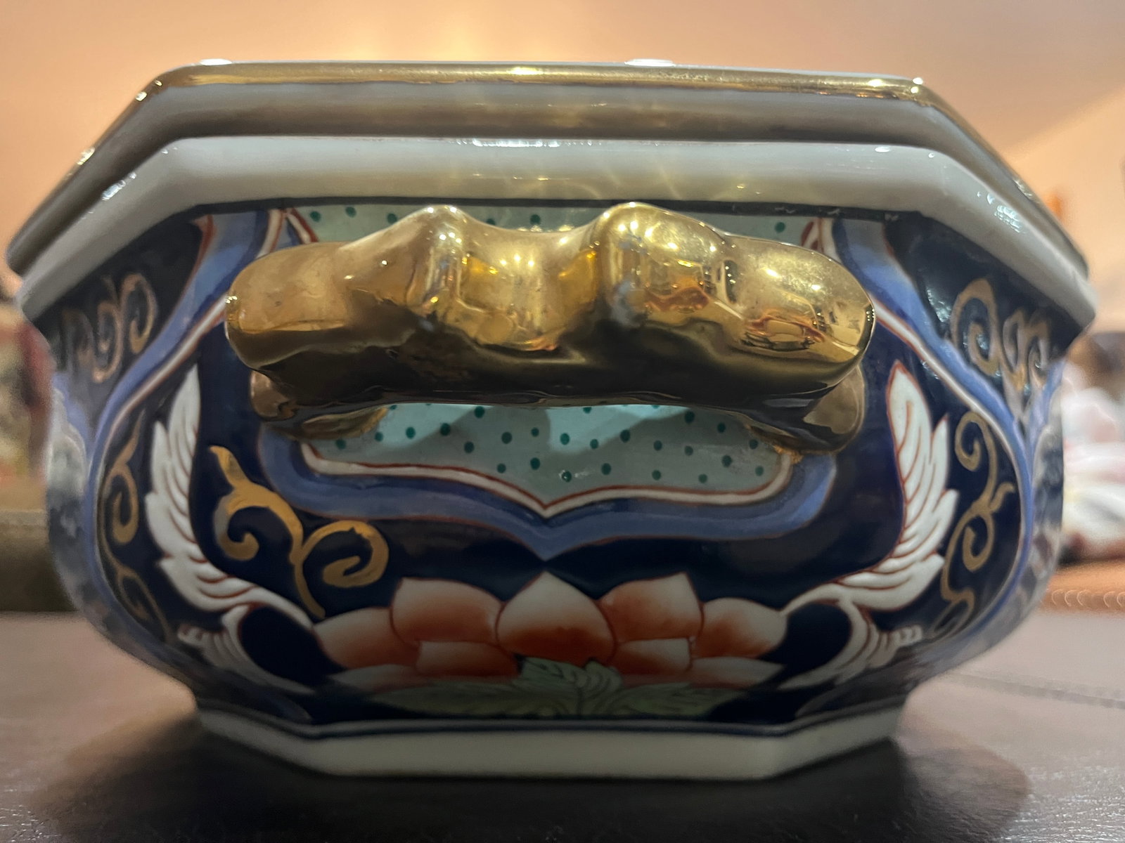 Vintage Mid Century Japanese Arita Style Moriage Enamel Decorative Serving Tureen - 3