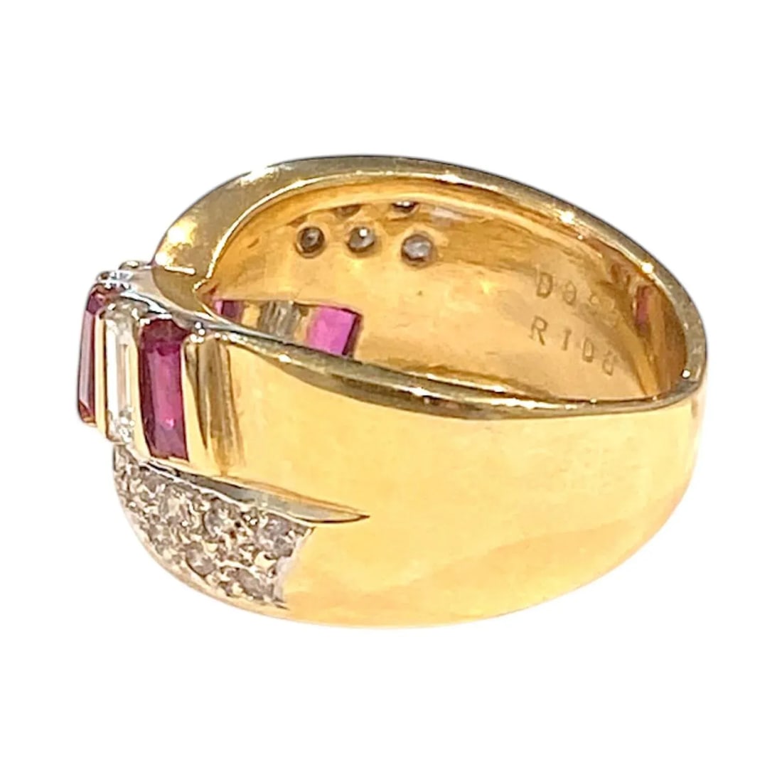 18k Gold Ruby and Diamond Crossover Ring, Size 6.5 - 3