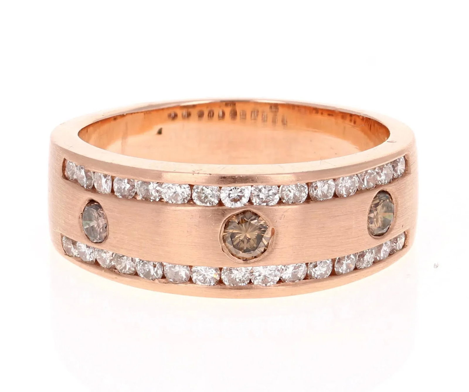 1.07 Carat Men's Champagne Diamond 14k Rose Gold Band, Size 10 - 2