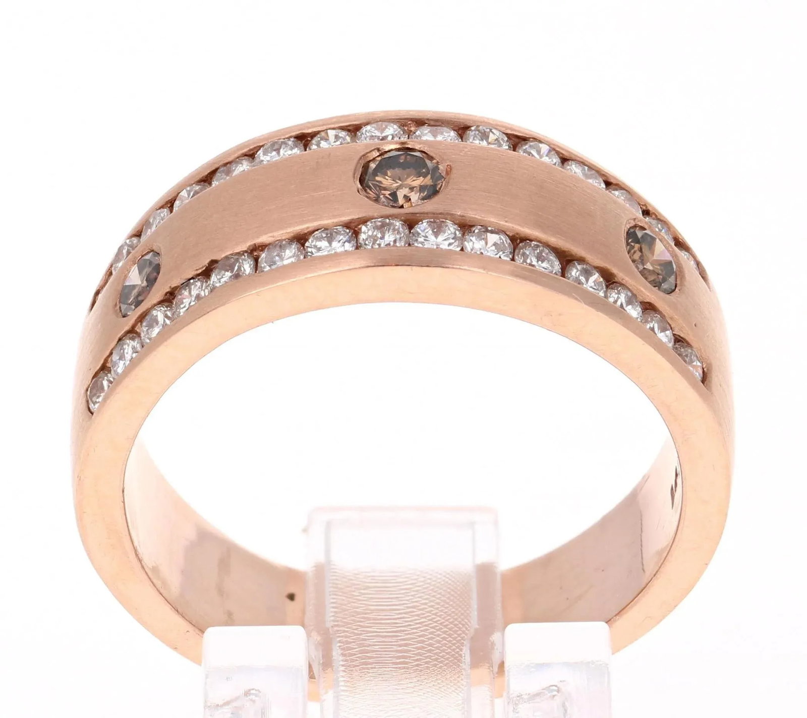 1.07 Carat Men's Champagne Diamond 14k Rose Gold Band, Size 10 - 3