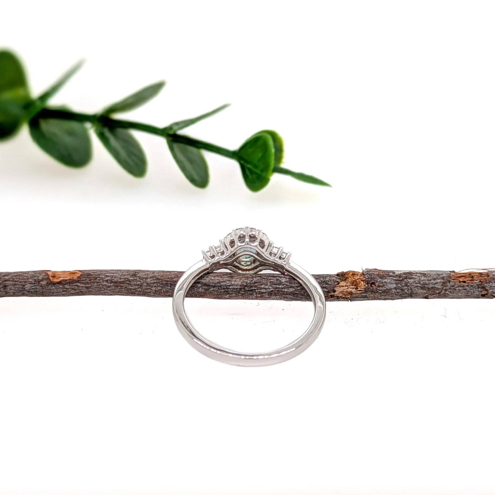 Alexandrite Ring With Natural Diamonds in Solid 14k White Gold, Oval 5.5x4mm - 5