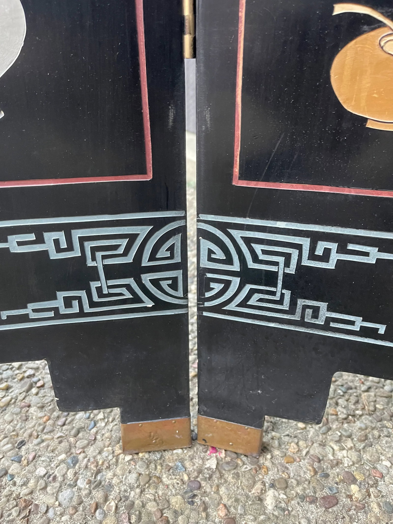 Vintage Chinese Coromandel-Style Lacquer Folding Screen - 7