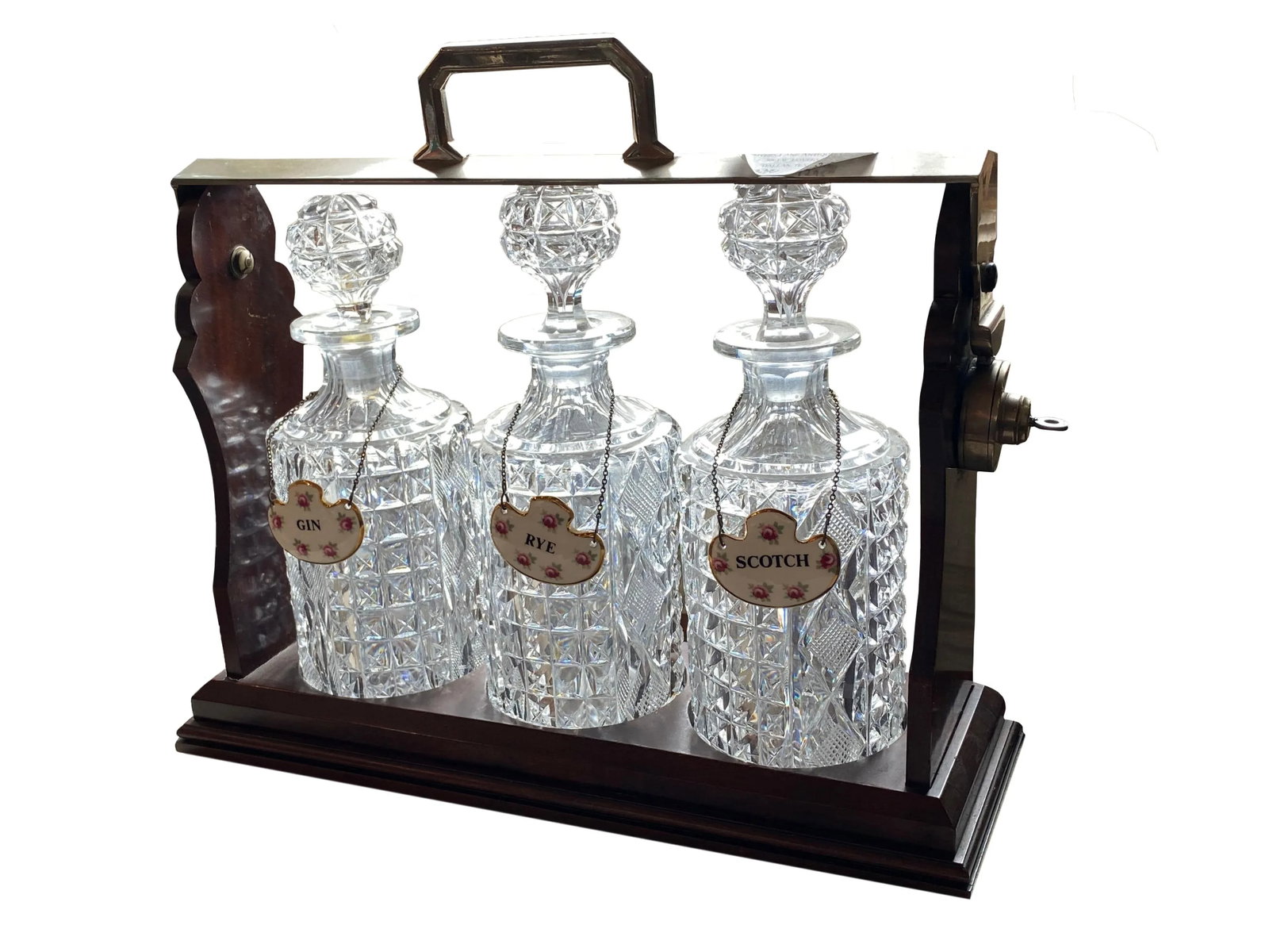 Tantalus With Three Bottles and Key - 2