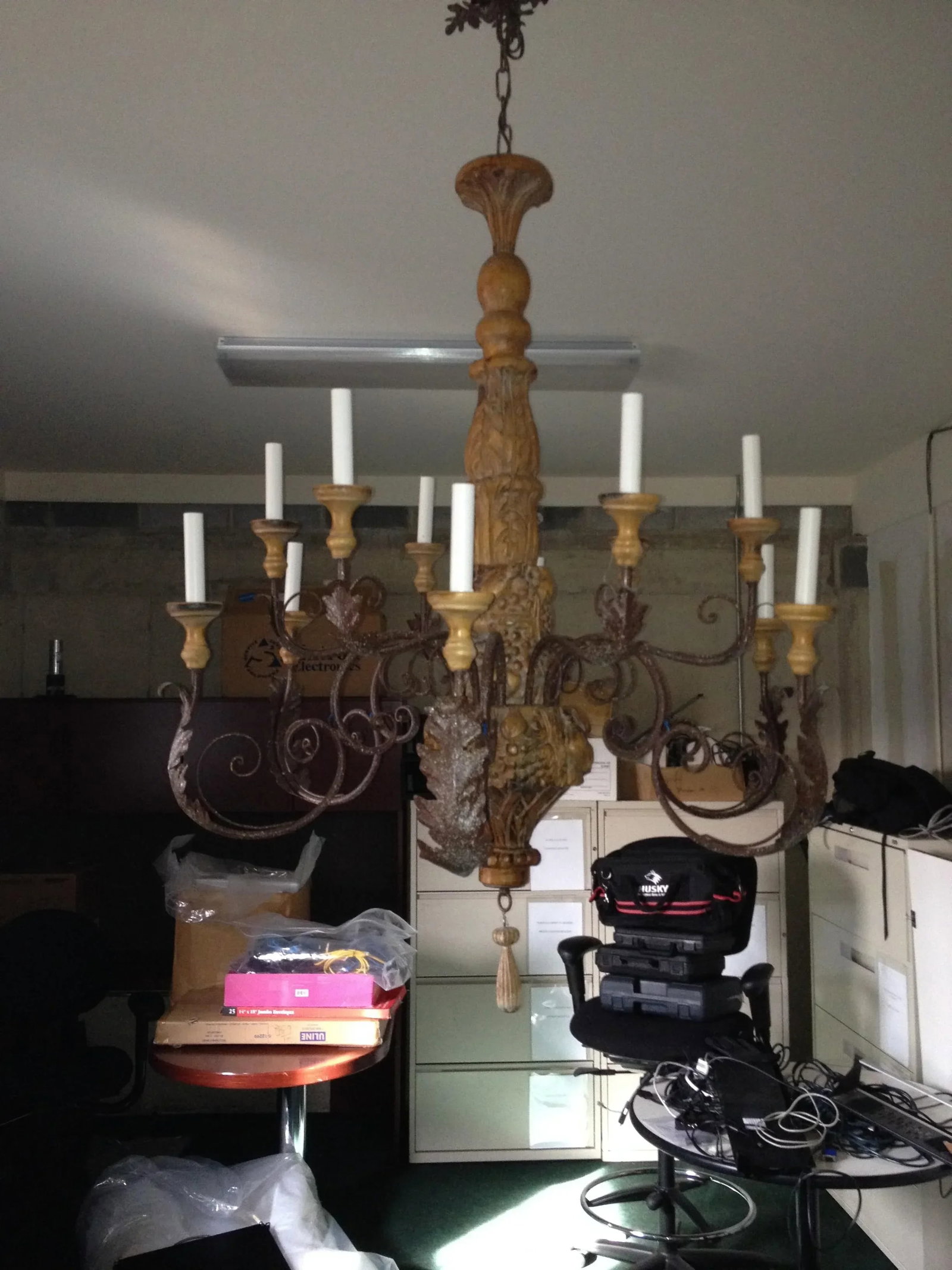 Iron & Wood Chandelier - 6