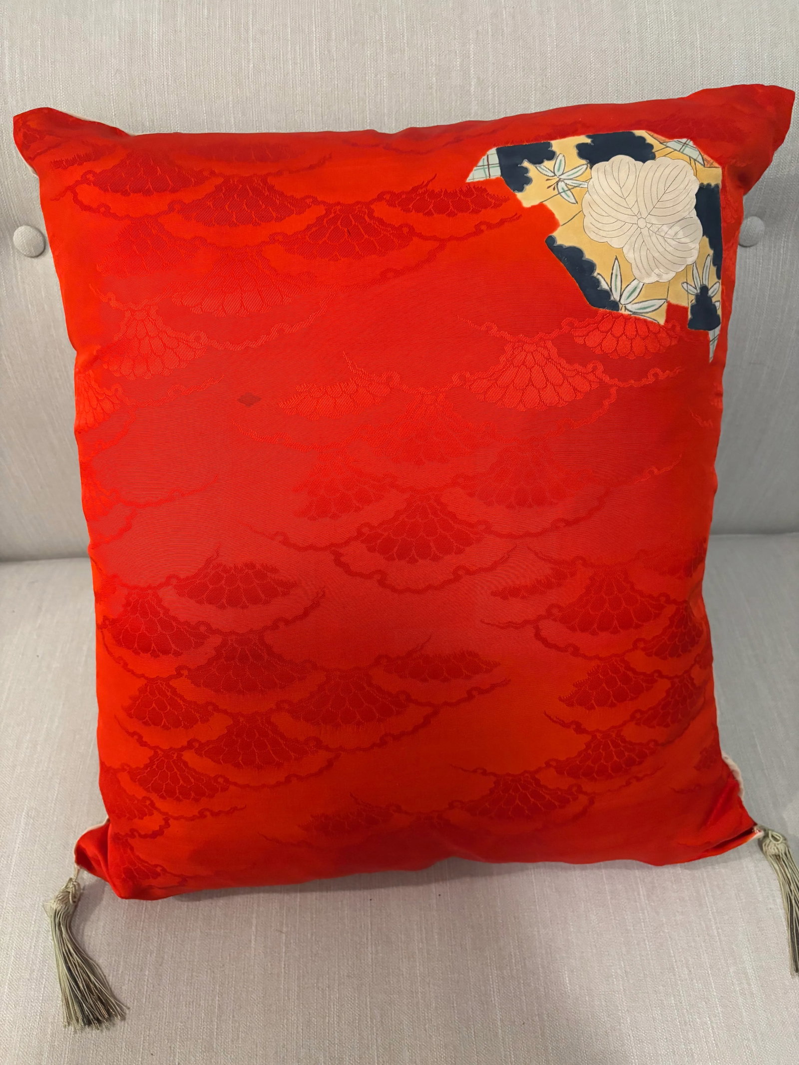Antique Asian Textile Art Pillow (1912-19260 Forbidden Stich - 5