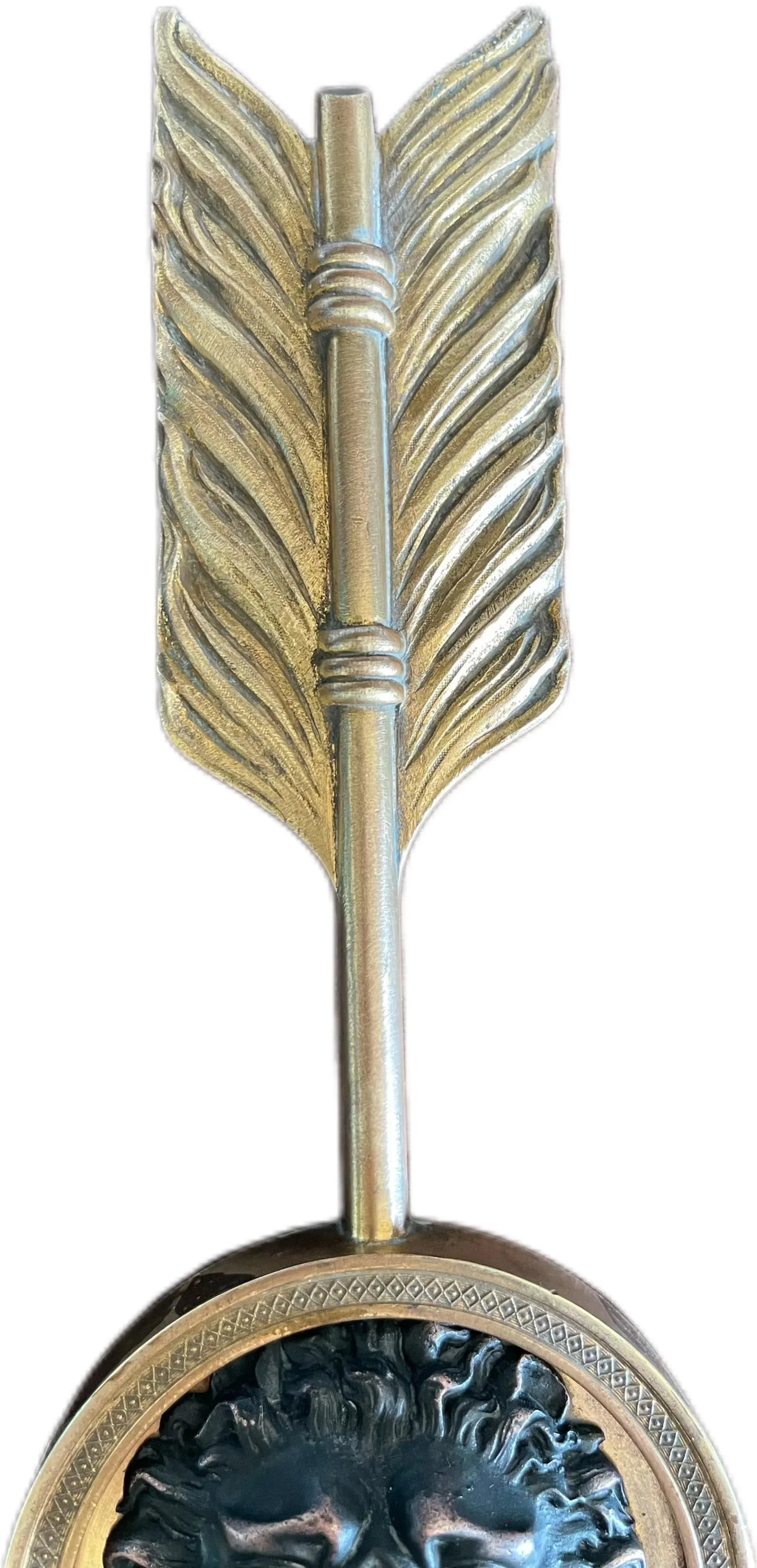 Early 20th Century French Bronze Empire Style With Lion Head and Arrow Sconce Light - 5