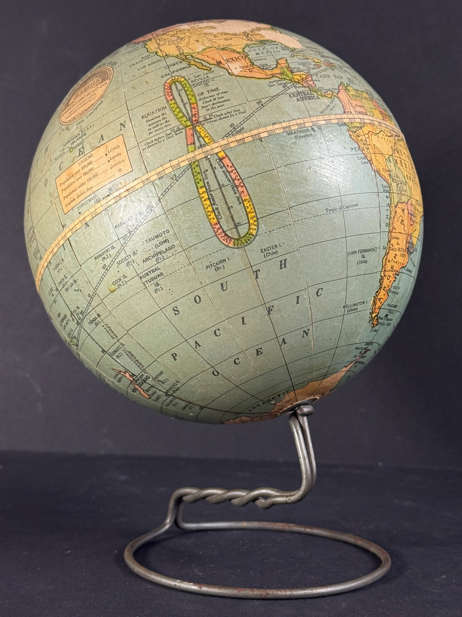 Antique 1909 Weber Costello Co. Peerless 6" Globe. - 7