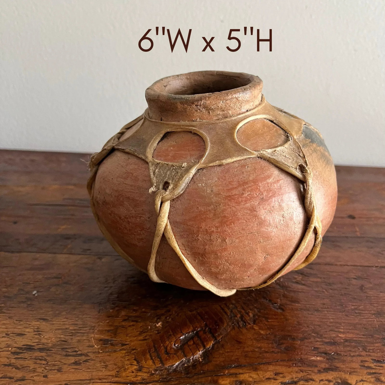 1950s Mexican Tarahumara / Raramuri Potter Rawhide-Bound Earthenware Olla Vessel Jug Pot - Set of 3 - 9